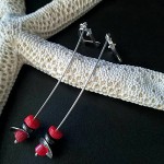 СРЕБЪРНИ ОБИЦИ С ЧЕРВЕН КОРАЛ И ХЕМАТИТ, РЪЧНА ИЗРАБОТКА