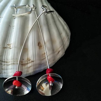 СРЕБЪРНИ ОБИЦИ С ЧЕРВЕН КОРАЛ