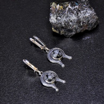 СРЕБЪРНИ ОБЕЦИ СЪС СНЕЖЕН ОБСИДИАН