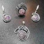 СРЕБЪРЕН КОМПЛЕКТ С АМЕТИСТ, РЪЧНА ИЗРАБОТКА