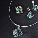 СРЕБЪРЕН КОМПЛЕКТ С ХРИЗОКОЛА, РЪЧНА ИЗРАБОТКА