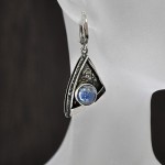 СРЕБЪРНИ ОБЕЦИ СЪС СИН КВАРЦ, РЪЧНА ИЗРАБОТКА