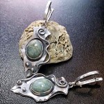 СРЕБЪРНИ ОБИЦИ С КАМЪК АКВАМАРИН РЪЧНА ИЗРАБОТКА