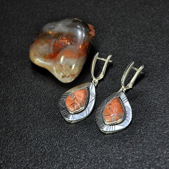 СРЕБЪРНИ ОБЕЦИ , С КАМЪК ВОГЕСИТ БРЕКЧА