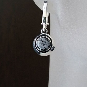 СРЕБЪРНИ ОБЕЦИ СЪС СНЕЖЕН ОБСИДИАН