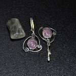 СРЕБЪРНИ ОБЕЦИ С РОЗОВ КВАРЦ, РЪЧНА ИЗРАБОТКА.