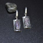 СРЕБЪРНИ ОБЕЦИ С РОЗОВ КВАРЦ, РЪЧНА ИЗРАБОТКА.