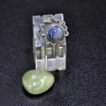 СРЕБЪРЕН ПРЪСТЕН СЪС СИН КВАРЦ, РЪЧНА ИЗРАБОТКА.