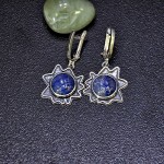 СРЕБЪРНИ ОБЕЦИ СЪС СИН КВАРЦ, РЪЧНА ИЗРАБОТКА.