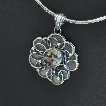 СРЕБЪРЕН КОМПЛЕКТ С ЛЕОПАРДОВ ЯСПИС  „ЦВЕТЕ“