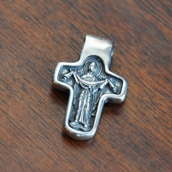 СРЕБЪРЕН МЕДАЛЬОН - ДВУСТРАНЕН КРЪСТ 