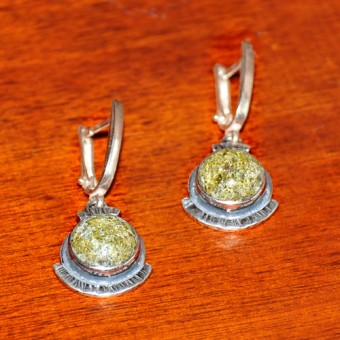 СРЕБЪРНИ ОБЕЦИ С ТЪМНОЗЕЛЕН МЪХОВ АХАТ