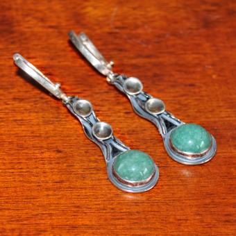 СРЕБЪРНИ ОБЕЦИ СЪС ЗЕЛЕН АВАНТЮРИН