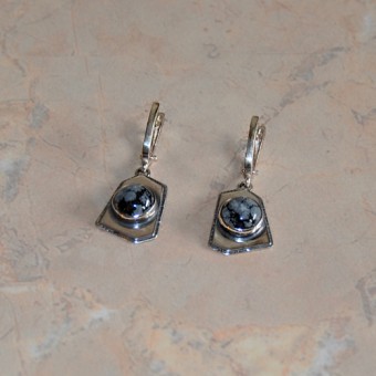 СРЕБЪРНИ ОБЕЦИ СЪС СНЕЖЕН ОБСИДИАН