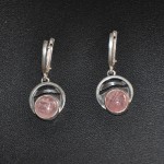 СРЕБЪРНИ ОБЕЦИ  С РОЗОВ КВАРЦ