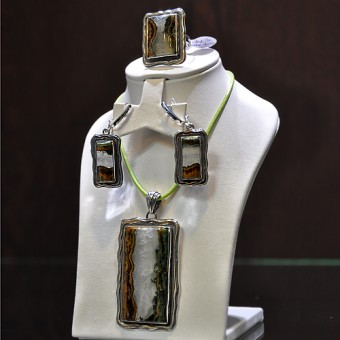 СРЕБЪРЕН КОМПЛЕКТ С ОРФЕЕВ АХАТ