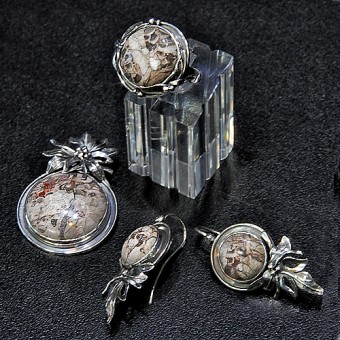 СРЕБЪРЕН КОМПЛЕКТ С МУШРУМ ЯСПИС