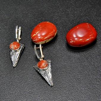 СРЕБЪРНИ ОБЕЦИ С МАРОКАНСКИ ЯСПИС