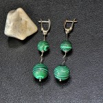 СРЕБЪРНИ ОБЕЦИ С МАЛАХИТ /СФЕРИ/