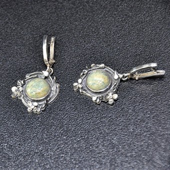 СРЕБЪРНИ ОБЕЦИ С АВАНТЮРИН И ФЛОРАЛНИ МОТИВИ