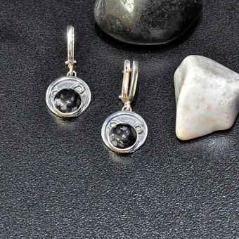 СРЕБЪРНИ ОБЕЦИ СЪС СНЕЖЕН ОБСИДИАН