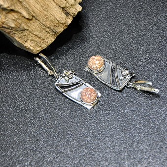 СРЕБЪРНИ ОБЕЦИ С АХАТ, РЪЧНА ИЗРАБОТКА