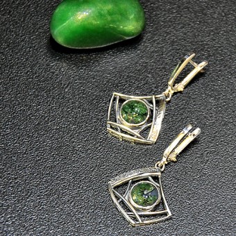 СРЕБЪРНИ ОБЕЦИ С МЪХОВ АХАТ И АЖУРНИ МОТИВИ