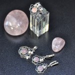 СРЕБЪРЕН КОМПЛЕКТ С РОЗОВ КВАРЦ, РЪЧНА ИЗРАБОТКА