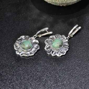 СРЕБЪРНИ ОБЕЦИ С АФРИКАНСКИ ТЮРКОАЗ ЯСПИС