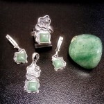 СРЕБЪРЕН КОМПЛЕКТ С АВАНТЮРИН, РЪЧНА ИЗРАБОТКА