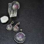 СРЕБЪРЕН КОМПЛЕКТ С ЛИЛАВ ЖАДЕИТ, РЪЧНА ИЗРАБОТКА