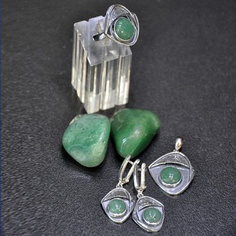 СРЕБЪРЕН КОМПЛЕКТ С КАМЪК АВАНТЮРИН