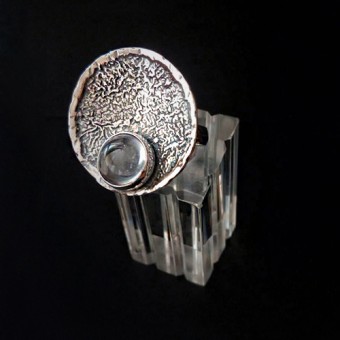 СРЕБЪРЕН ПРЪСТЕН С ПЛАНИНСКИ КРИСТАЛ, РЪЧНА ИЗРАБОТКА