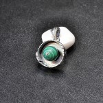 СРЕБЪРЕН МЕДАЛЬОН С МАЛАХИТ/СФЕРА/