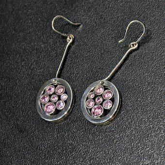 СРЕБЪРНИ ОБЕЦИ С РОЗОВИ ЦИРКОНИ